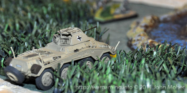 The Sd.Kfz 231/1 s.Panzerspähwagen - it got itself bogged in this field and played no further part in the battle.