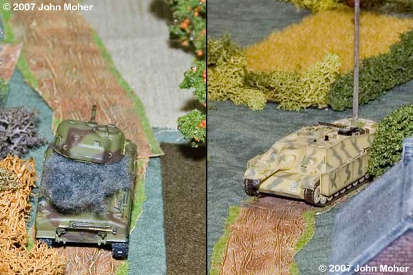Immediate Action - Close-up of the The PzJgr IV and the Sherman.