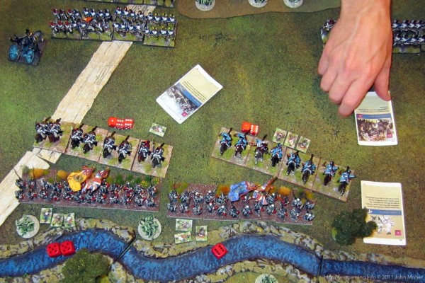 Gendarmerie de France & Regiment de le Roi, etc, successfully charge the Allied infantry
