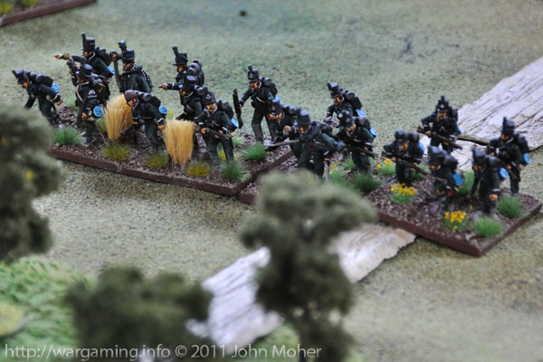 Turn 2: The 1/95th Rifles dash for the Woods in (Irregular) Skirmish Order