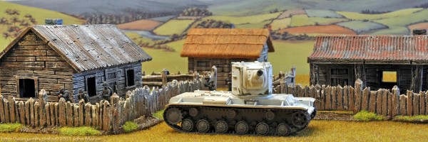 A KV-2 looks menacing in front of the Area 9 Buildings & Fences