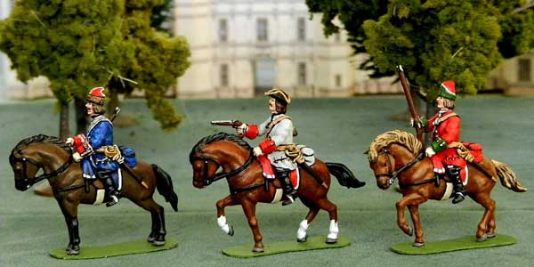 WF WSS Cavalry as French Grenadier a Cheval de la Maison du Roi, Line Trooper and a Dragoon, by Steve Cady (of Castles of Tin)