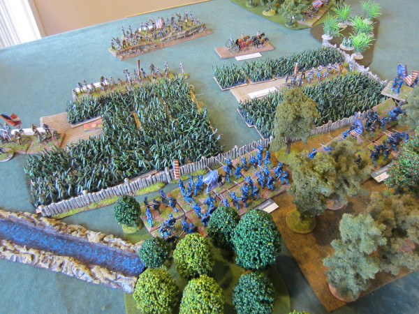 The Union Attack Develops - the leading regiments are through the woods