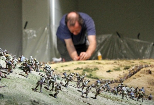 Part of Sir Peter Jackson's Chunuk Bair 2015 Diorama being set up at The Great War Exhibit.