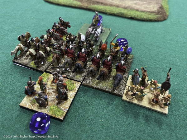 Not to be out done Decius's Equites on the Roman left are also turning a Gallic flank.