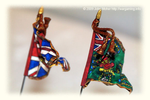 A close up of the 24th Foot Kings Colour & Regimental Standard for the Zulu War
