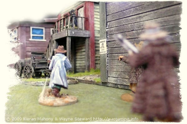 ...and the gunslingers slink into town the back way!
