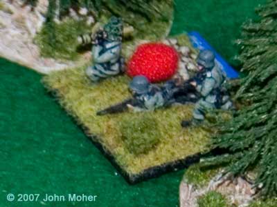 Slightly blurry Daimler killers! The successful Panzerfaust firers, have subsequently gone 'No Fire' (red ball) in a later initiative reacting to movements by 3 Platoon.