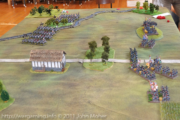 Turn 2: End of Turn - the French have swarmed forward over the brook undetered Turn 2: End of Turn - the French have swarmed forward over the brook undetered