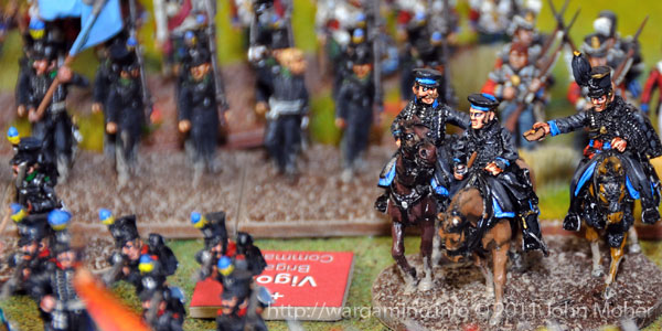 Frederick William, Herzog von Braunschweig-Wolfenbüttel-Oels (Duke of Brunswick), leads his forces in the action at 'The Crossroads'.