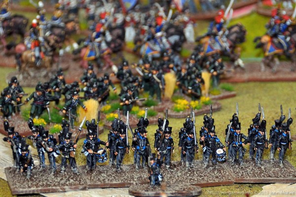 The Brunswick Leibgarde Bataillon hold the crossroads, as the 1/95th Rifles come up in support. The Brunswick Leibgarde Bataillon hold the crossroads, as the 1/95th Rifles come up in support.