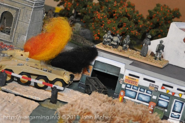 The German CC (Company Commander) and HMG Section defend the Petrol Station The German CC (Company Commander) and HMG Section defend the Petrol Station from the roof against '3' Platoon's attack to the rear!