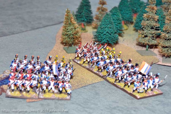 Turn 5 the French begin to emerge from the forêt de Tribble. Turn 5 the French begin to emerge from the forêt de Tribble.