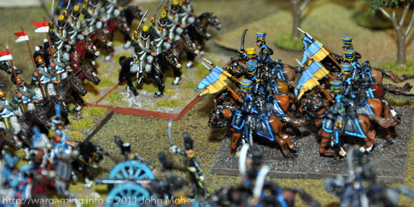 The Brunswick Uhlans about to be overwhelmed by French Cavalry