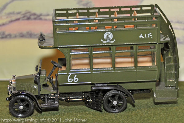 Close up of the Corgi Models 1914 A.E.C. Omnibus