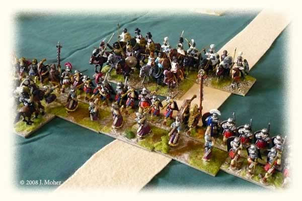 centre-left: Legionaries supported by Archers face Kushite Cavalry. centre-left: Legionaries supported by Archers face Kushite Cavalry.