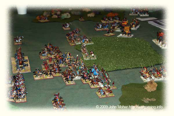 Over time the Sabir Huns relentlessly push forward, but cause little casualties in the process to the Chionites, and it may be too little too late as meanwhile the Kushan left comes close to overwhelming the Sassanid Right Flank. Over time the Sabir Huns relentlessly push forward, but cause little casualties in the process to the Chionites, and it may be too little too late as meanwhile the Kushan left comes close to overwhelming the Sassanid Right Flank.