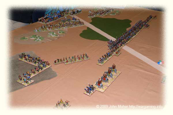 The battle commences - the Kushan army rapidly advances toward the Kushites. The battle commences - the Kushan army rapidly advances toward the Kushites.