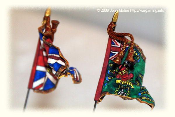 A close up of the 24th Foot Kings Colour & Regimental Standard for the Zulu War