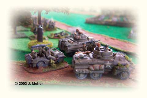 The Jeep Jockeys Arrive! Recce Platoon with M8 Greyhound Armoured Cars and 0.5" HMG armed Jeeps. highgrd115