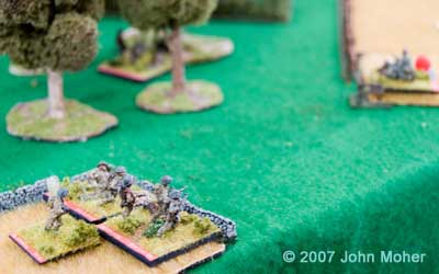 1 Platoon move up the right flank and encounter the first German Defenders. 1 Platoon move up the right flank and encounter the first German Defenders.