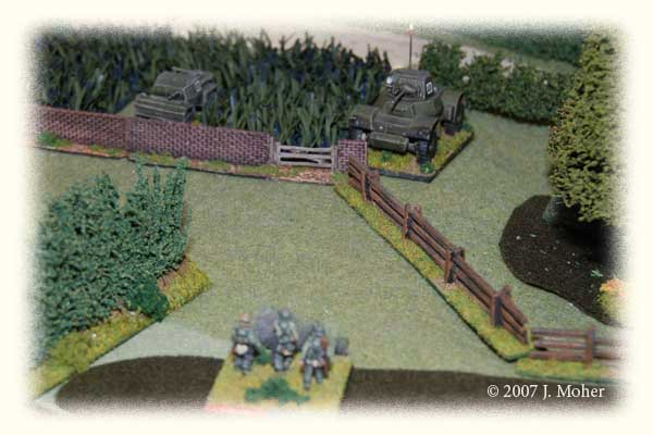 Section (Squad) 1 of Platoon 2 just prior to taking heavy casualties from the Armoured Cars' MGs. Section (Squad) 1 of Platoon 2 just prior to taking heavy casualties from the Armoured Cars' MGs.
