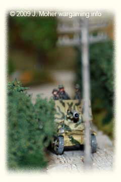 A Lorraine Schlepper Marder I moves cautiously down a Normandy "Bocage Country" hedge lined lane. A Lorraine Schlepper Marder I moves cautiously down a Normandy "Bocage Country" hedge lined lane.