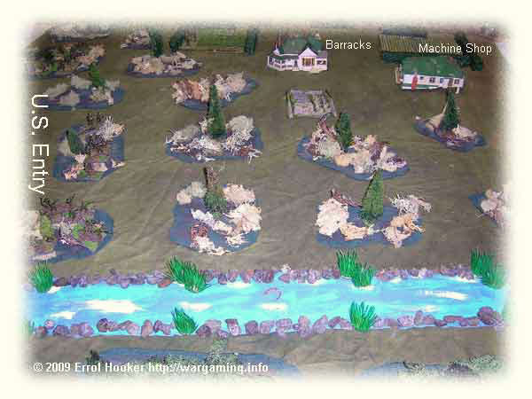 0630: American forces advance onto the table - initially into the woods scattered along the left side of the photo. 0630: American forces advance onto the table - initially into the woods scattered along the left side of the photo.